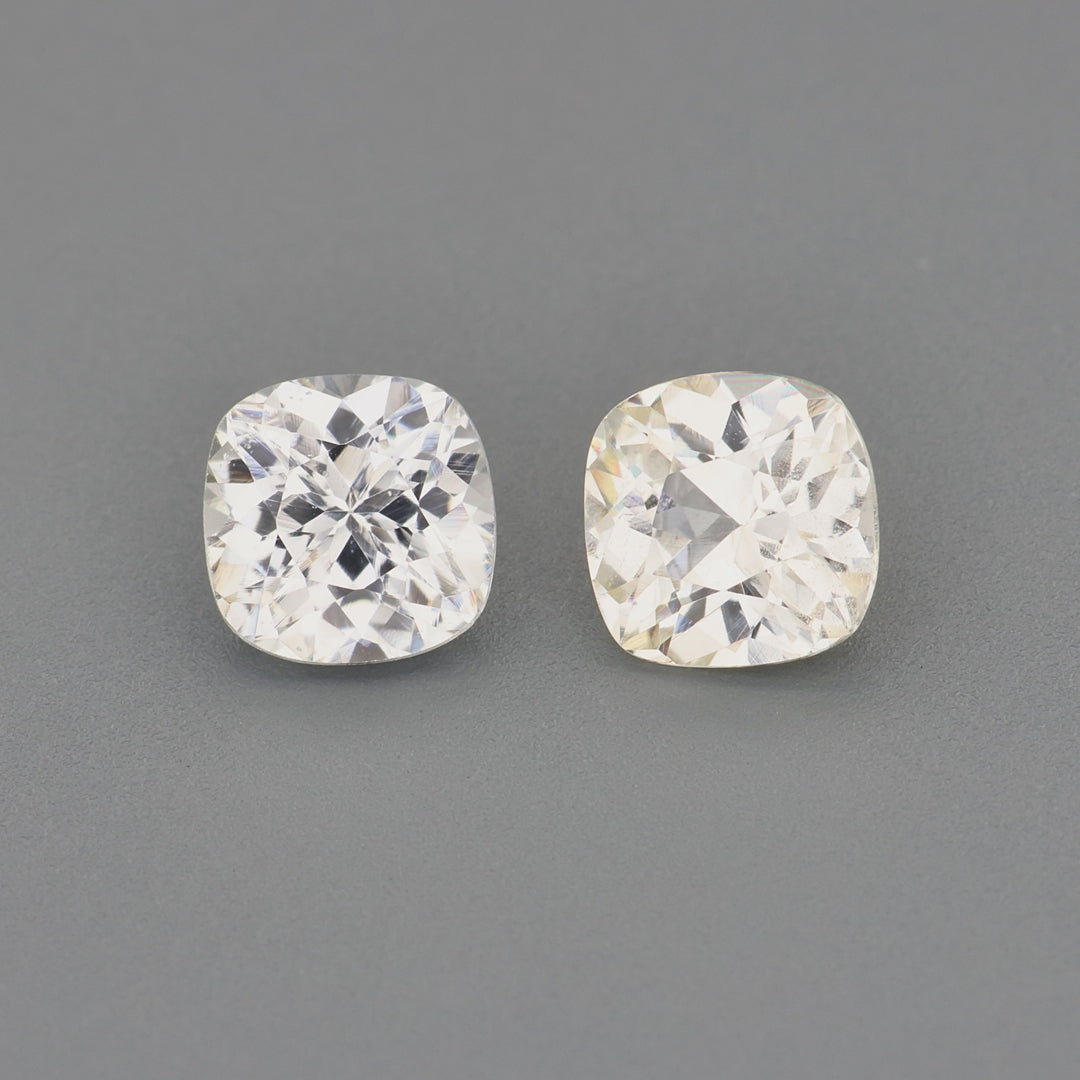 Load video: 0.93 ct White Sapphire pair ~ Unheated