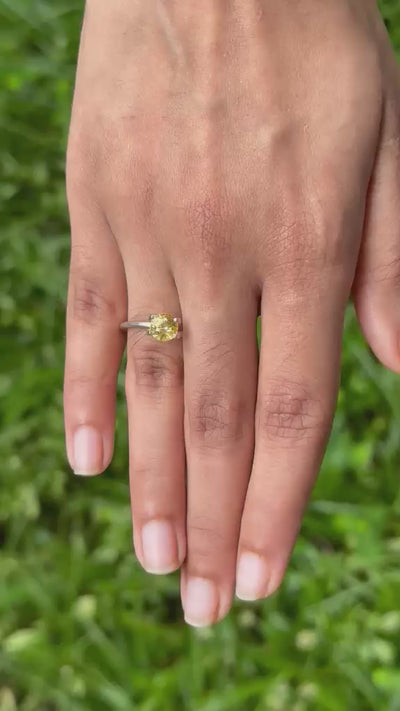 1.50ct Vivid Round Yellow Sapphire Hand Shot