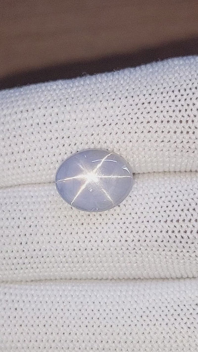 8.08 ct gray Ceylon star sapphire unheated 6 ray star, GIA
