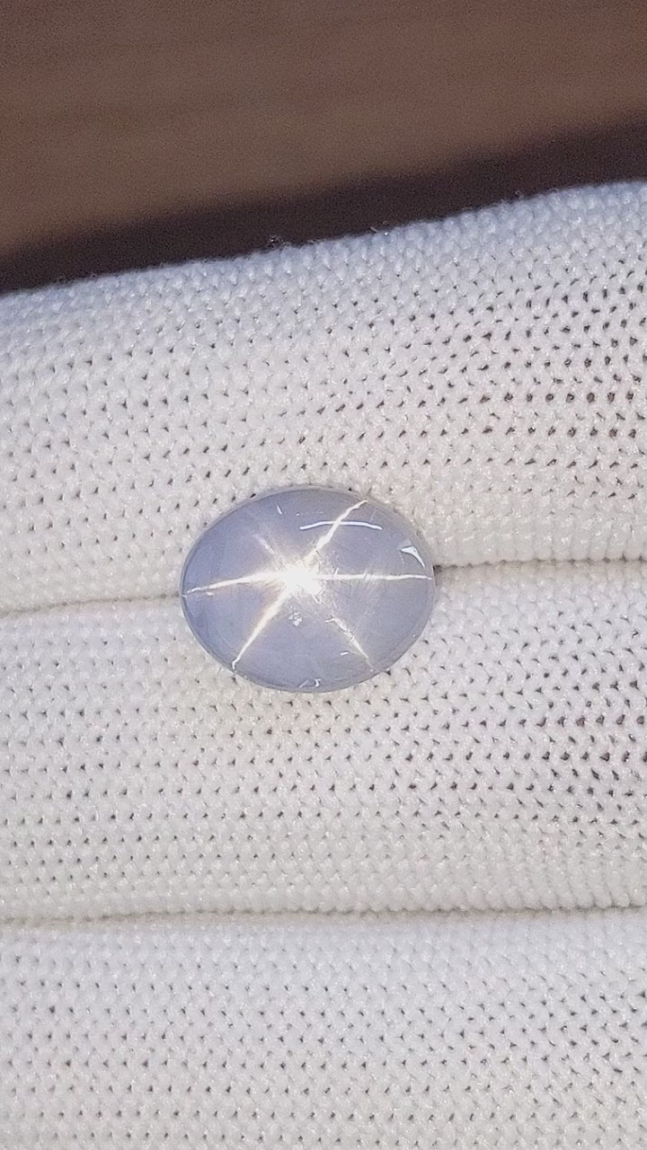 8.08 ct gray Ceylon star sapphire unheated 6 ray star, GIA
