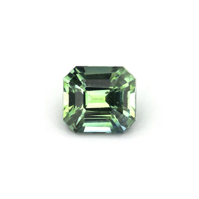 Asscher green sapphire — step-cut geometry and natural green color demonstrated, 1.17 ct Ceylon