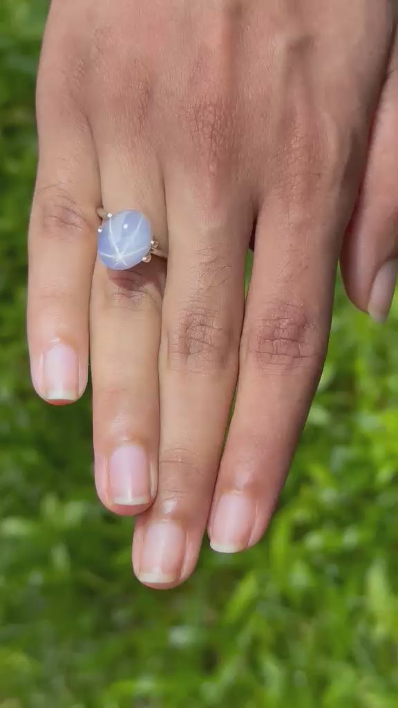 8.08 ct  Natural strong 6 ray Gray Ceylon Star Sapphire gemstone with GIA ~ Unheated / Untreated
