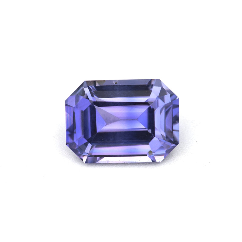 1.10 ct unheated violet sapphire rotating to show emerald cut and violet color
