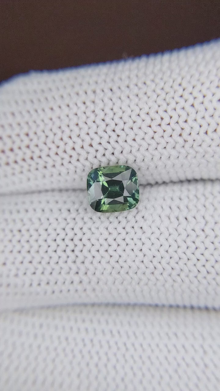 1.74 ct Natural Unheated Bluish-Green Sapphire – Cushion Cut | GIA Certified | Madagascar