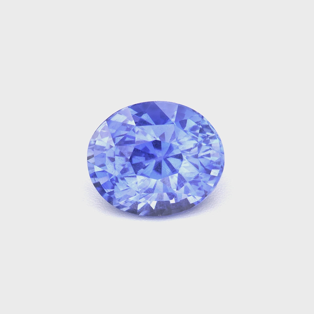 1.28 ct unheated Ceylon blue sapphire video showing oval cut and medium-intense blue color