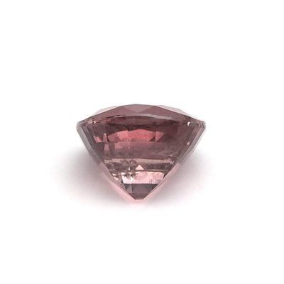 1.47 ct pinkish brown sapphire square cushion cut with mixed brilliant facets and excellent clarity