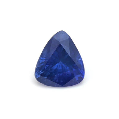 1.21 ct Trilliant cut blue sapphire gemstone with excellent transparency and brilliant Ceylon blue hue