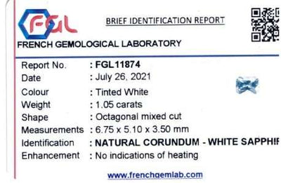 1.06 ct colorless white sapphire gemstone with exceptional clarity and brilliance for fine jewelry