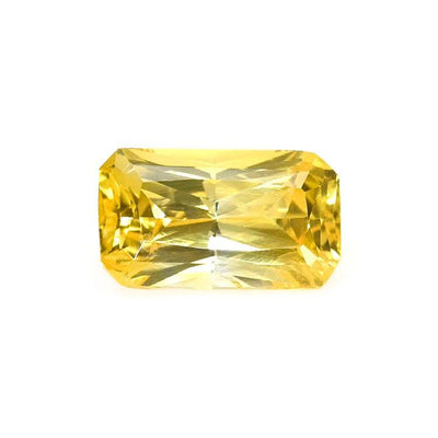 1.00 ct yellow sapphire gemstone with radiant cut and vibrant golden hue