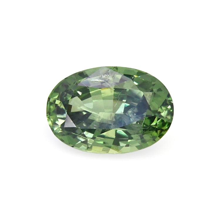 1.57 ct untreated green sapphire gemstone with excellent clarity and brilliance