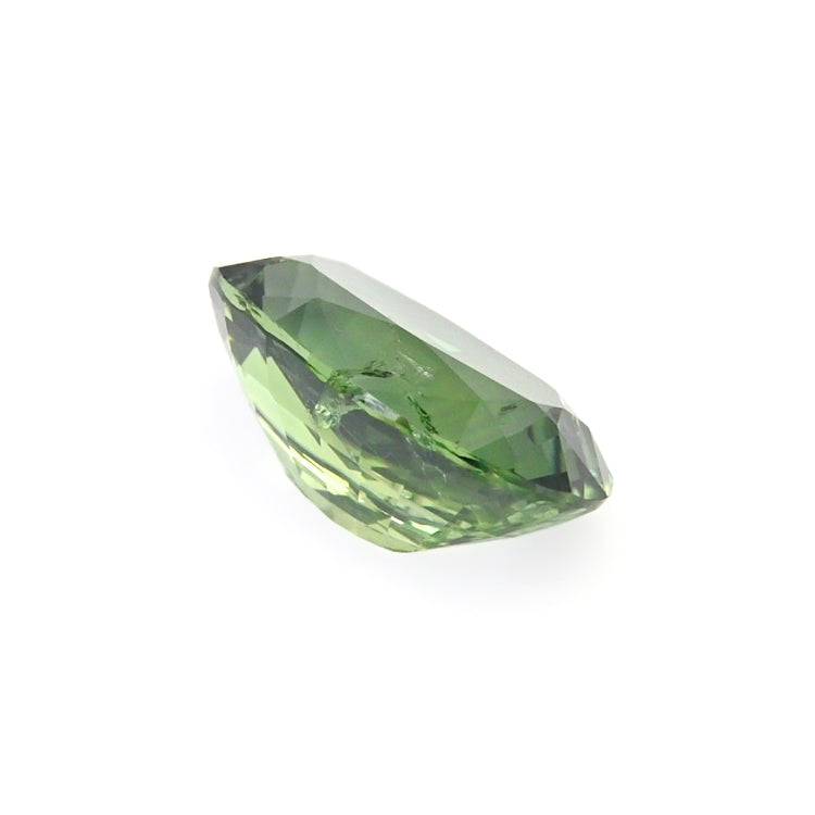 1.57 ct untreated green sapphire gemstone with brilliant cut and natural clarity