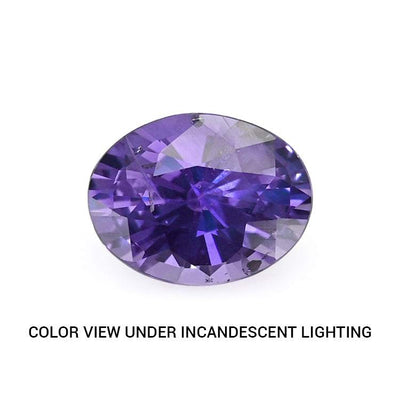 1.17ct unheated color change sapphire from Sri Lanka showing violet hue and excellent brilliance